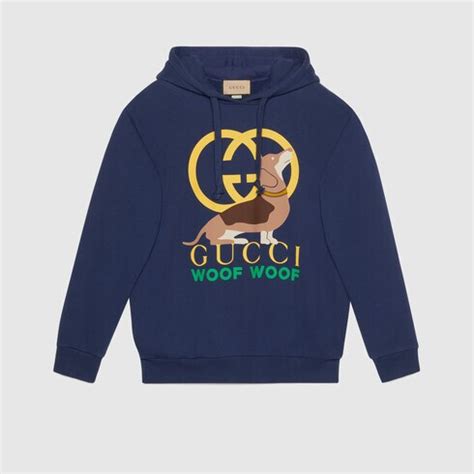 'Gucci Woof Woof' print sweatshirt in dark blue 